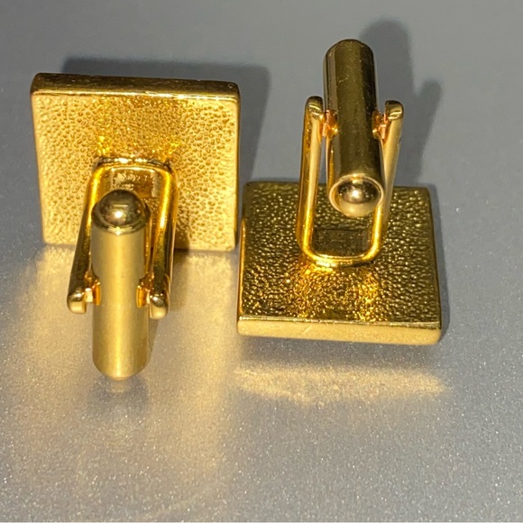 * Gold and Black onyx Square vintage Cufflinks - Picture 5 of 7